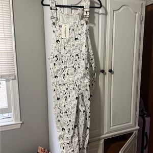 Women's White Cat Print Jumpsuit